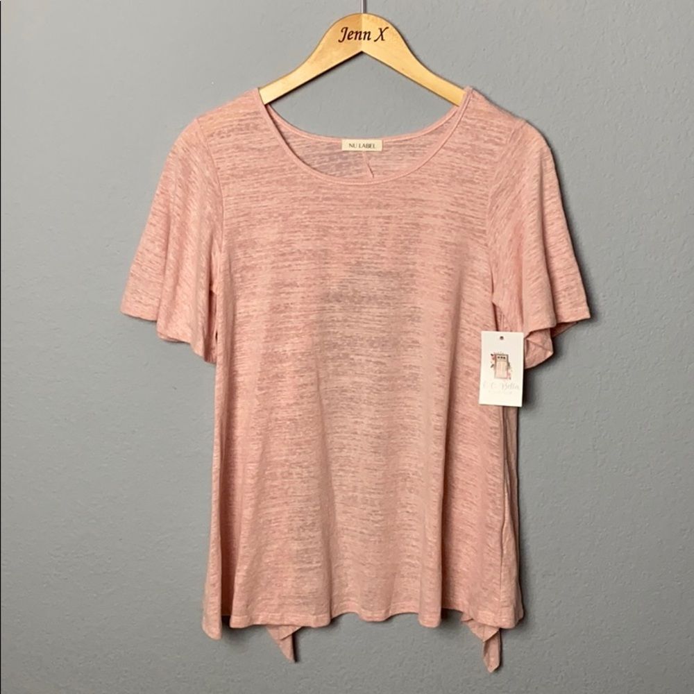 NWT NU LaBel Short Sleeve Ruffle open Back Blouse